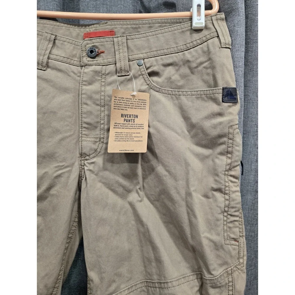 L.L.Bean Riverton Pants Mens 33x30 Brown Canvas Hiking Trail Outdoor Utility